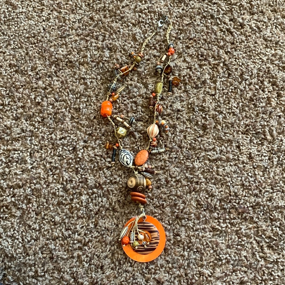 1980s chunky bead necklace with statement pendant